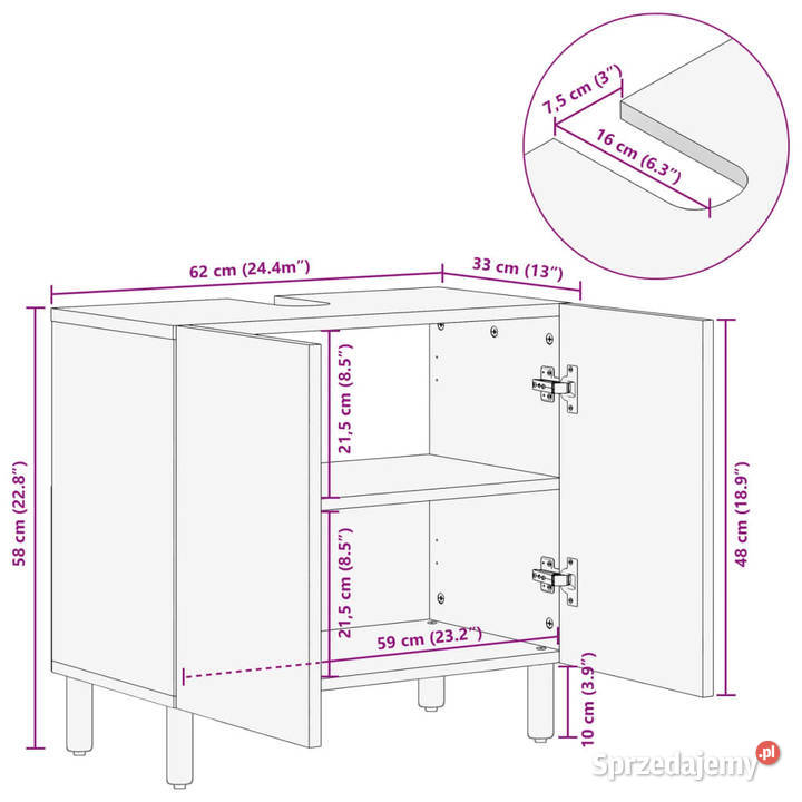 Szafka pod umywalkę czarna 62x33x58 WM4017667 mazowieckie Warszawa