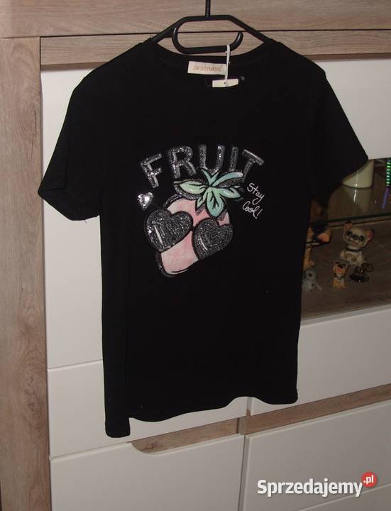 Jean Louis Francoise TSHIRT z cekinową Truskawką zielony Bluzki i koszule Rawicz