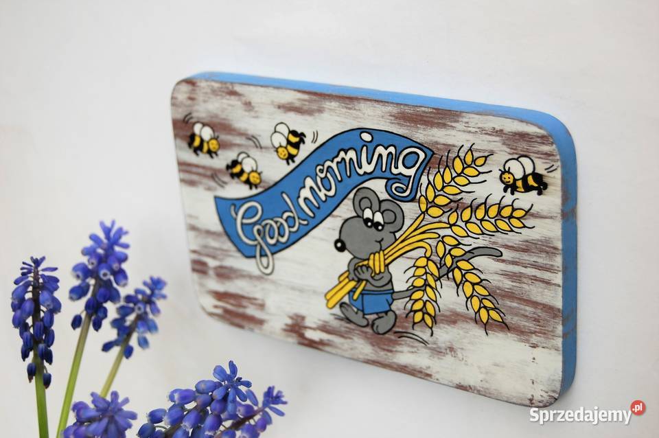 Good Morning ręcznie malowana zawieszka drewno Lublin