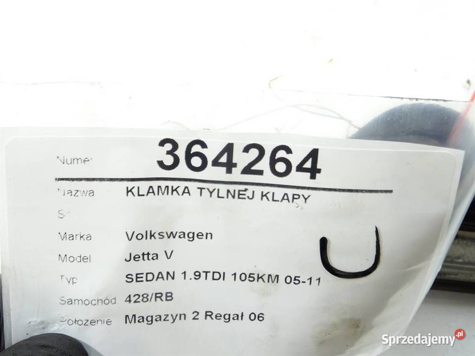 KLAMKA TYLNEJ KLAPY VW JETTA III SedanLimuzyna