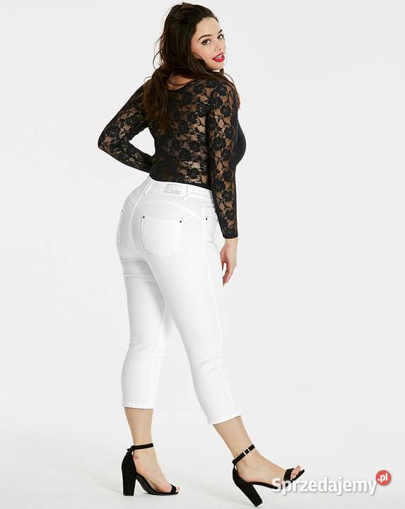 48 Spodnie Jeansy Simply Be białe Denim Szczerbice