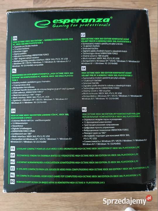 Kierownica z PedaŁami Esperanza Xbox3603PC wielkopolskie Piła sprzedam