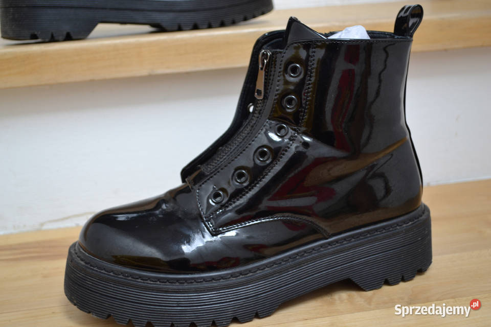 czarne buty na zimę lace up boot botki czarny Warszawa sprzedam