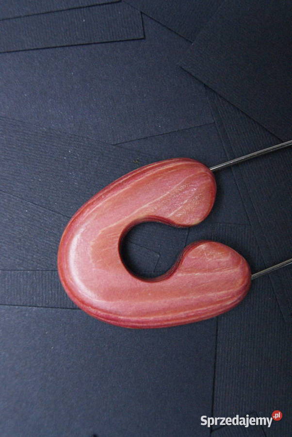 Klasyczna agrafka broszka do szala drewno łódzkie Łódź