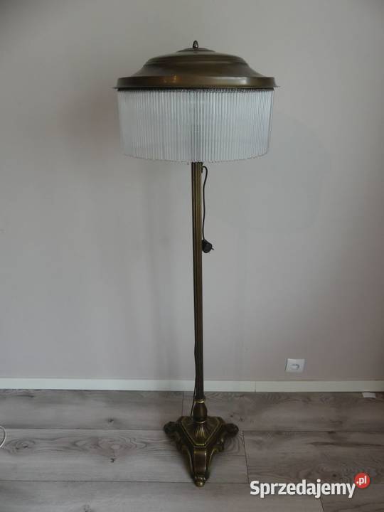 Piękna mosiężna lampa podłogowa lata 20 sprawna Poznań