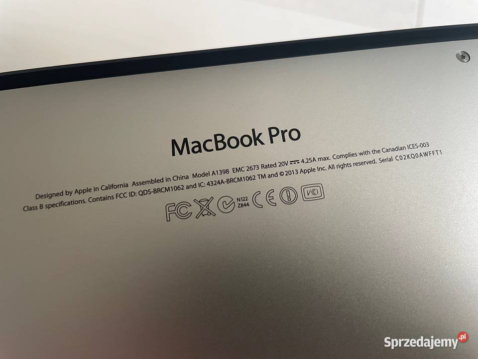 MacBook 2013 A1398 Intel HD4000Nvidia GT650M Intel Core i7 Apple Warszawa