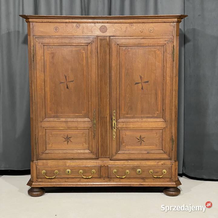 Szafa dwudrzwiowa z litego dębu intarsje Niemcy zachodniopomorskie Budno sprzedam