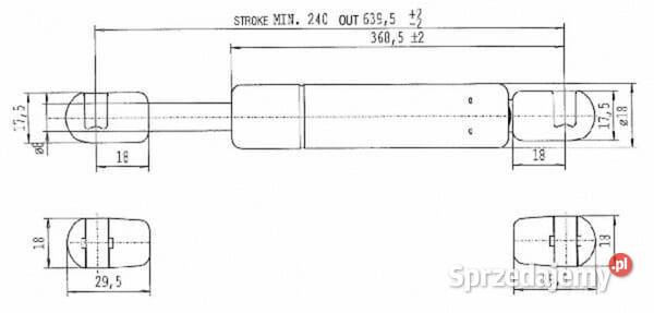 Sprężyna gazowa L6395 mm 100N Stabilus CA595888 Do maszyn uprawowych Kamionna