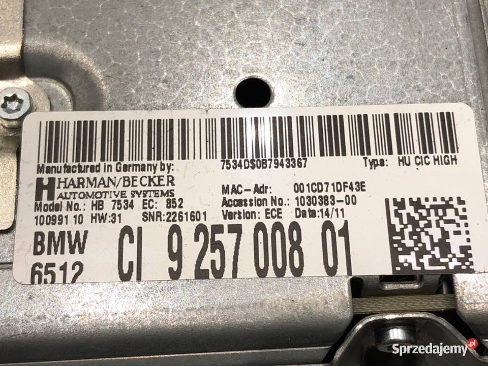 RADIO BMW F11 9257008 0917 ODTWARZACZ MULTIMEDIA Sprzęt audio fabryczny