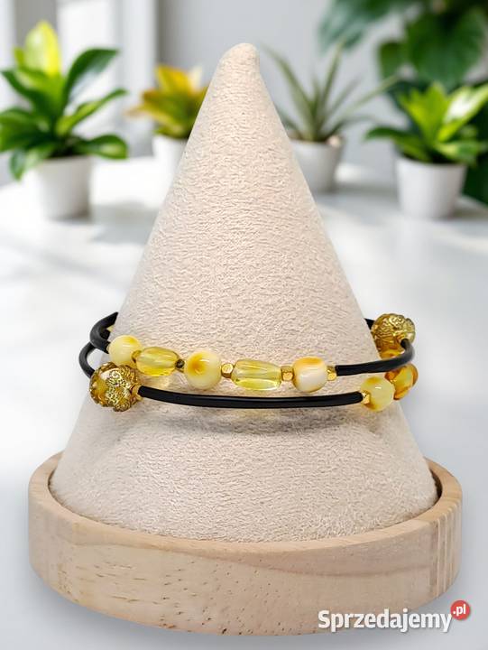 Bransoletka BURSZTYN mleko kreda cytryna drut Warszawa