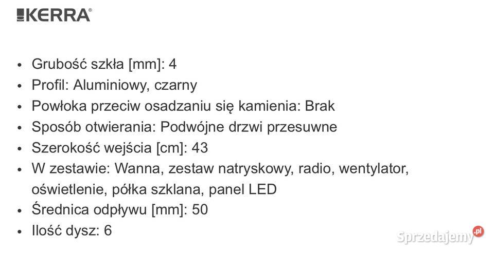 Kabina prysznicowa Mocca 140 dolnośląskie Legnica