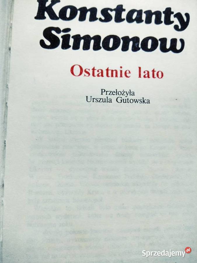 Ostatnie lato Simonow książki Warszawa Antykwariat Antykwariat