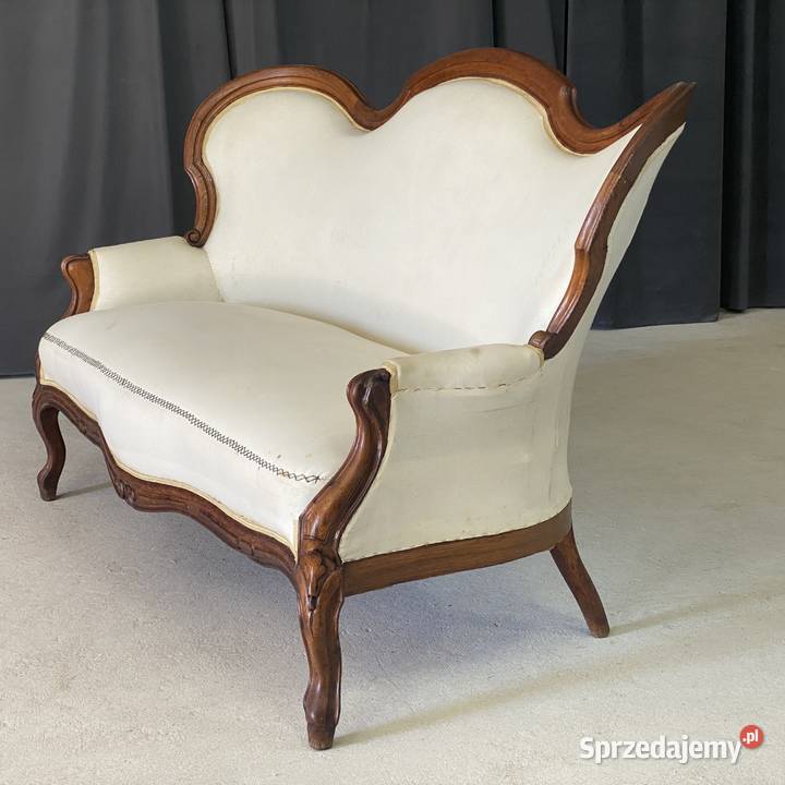 Elegancka sofa ludwikowska rzeźbiona rama Budno
