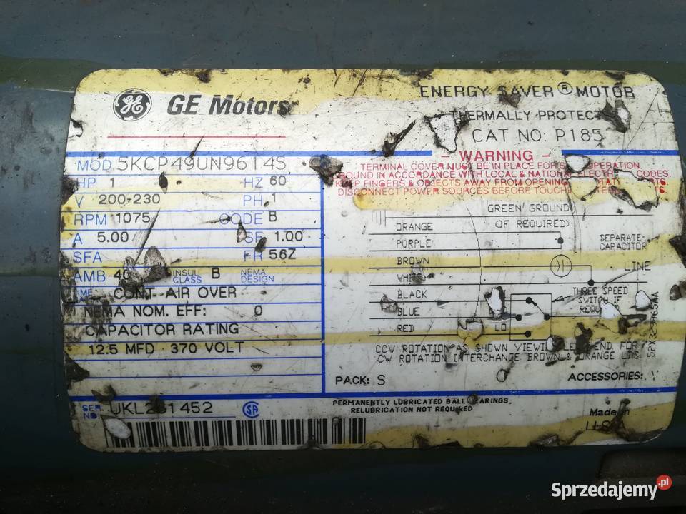 silnik elektryczny 230V 1075 obr 750W długi wał Nowy Sącz sprzedam
