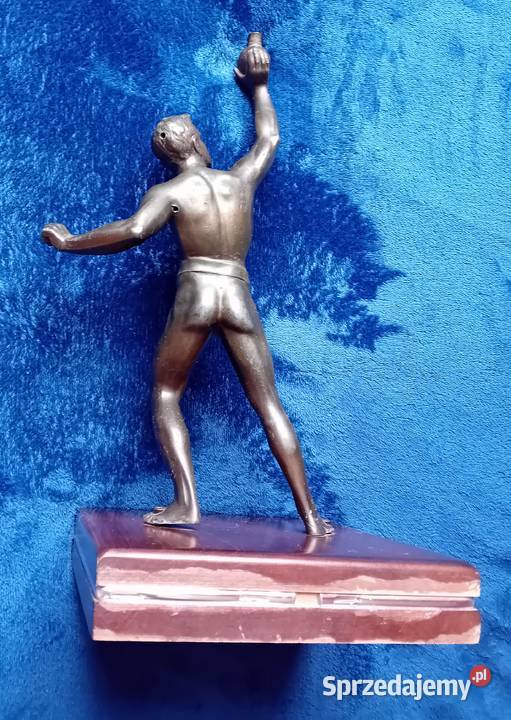 Figurka z brązu art deco olimpijczyk podstawa