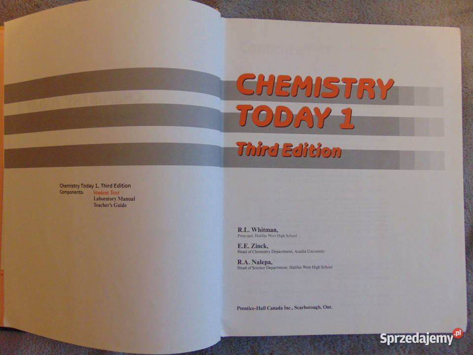 Chemistry Today 1 Third edition Zinck Whitman tradycyjny podręcznik Podręczniki Lublin sprzedam