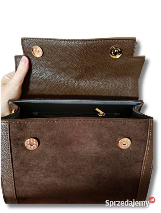 Elegancka czekoladowa torebka zamszowa do ręki Na ramię  Żabiczyn