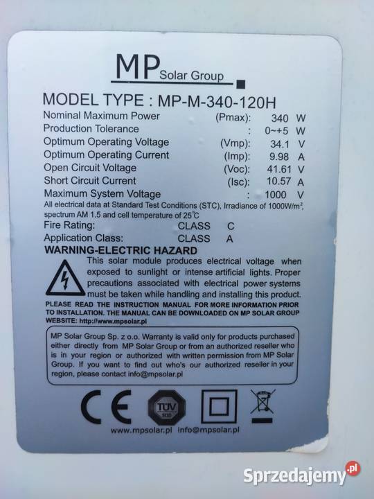 Panel fotowoltaiczny MP SOLAR 340W