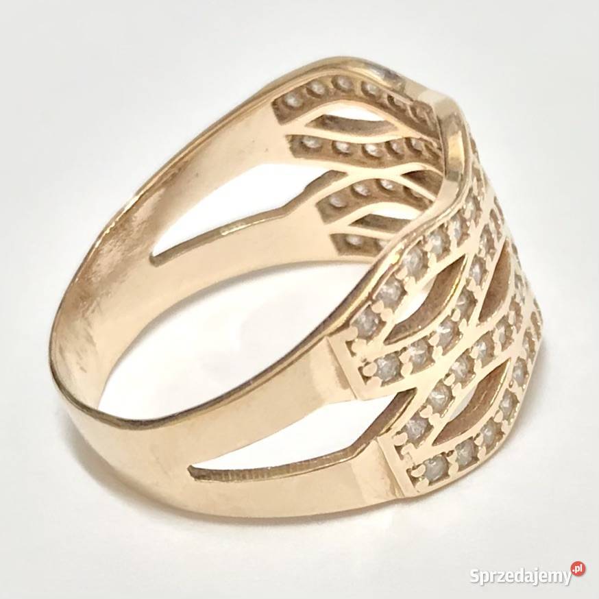 Złoty PIERŚCIONEK 585 14K RÓŻOWE złoto KAMIENIE Warszawa sprzedam