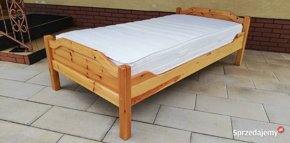 Łóżko sosnowe drewniane 100x200 z materacem stelażem komplet