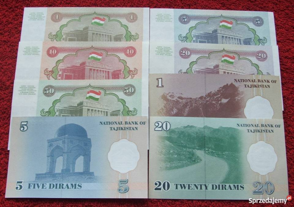 TADŻYKISTAN Kolekcjonerskie Banknoty Zestaw 8 śląskie Katowice