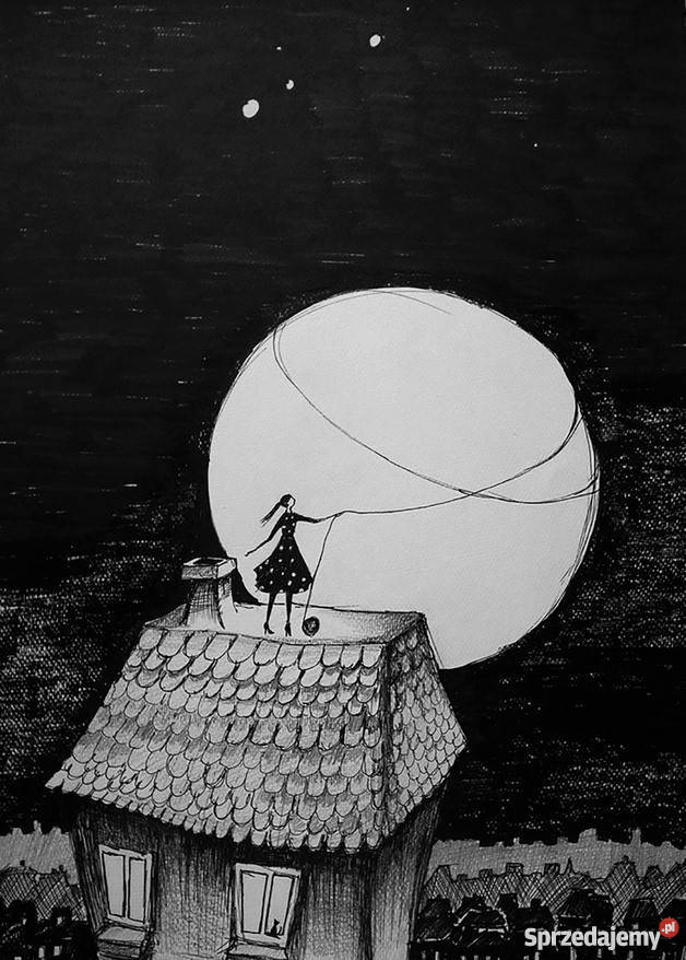 Grafika rysunek piórkiem Dom artystki Adriany Katowice sprzedam