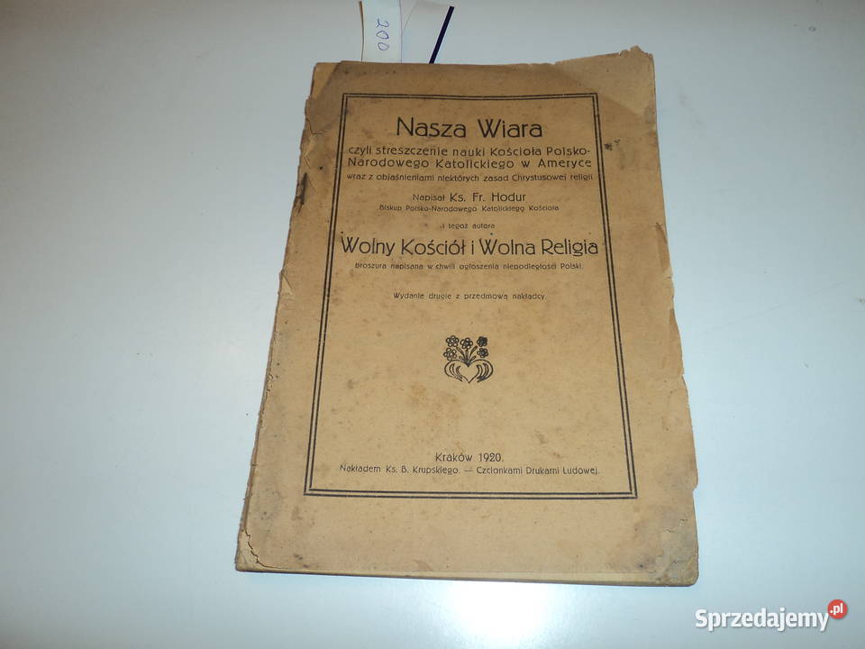 Nasza Wiara ks Fr Hodur 1920r Nowy Sącz