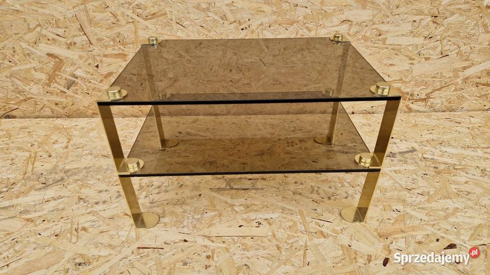 Stolik szklany z półka złote nóżki szafka pod sprzedam