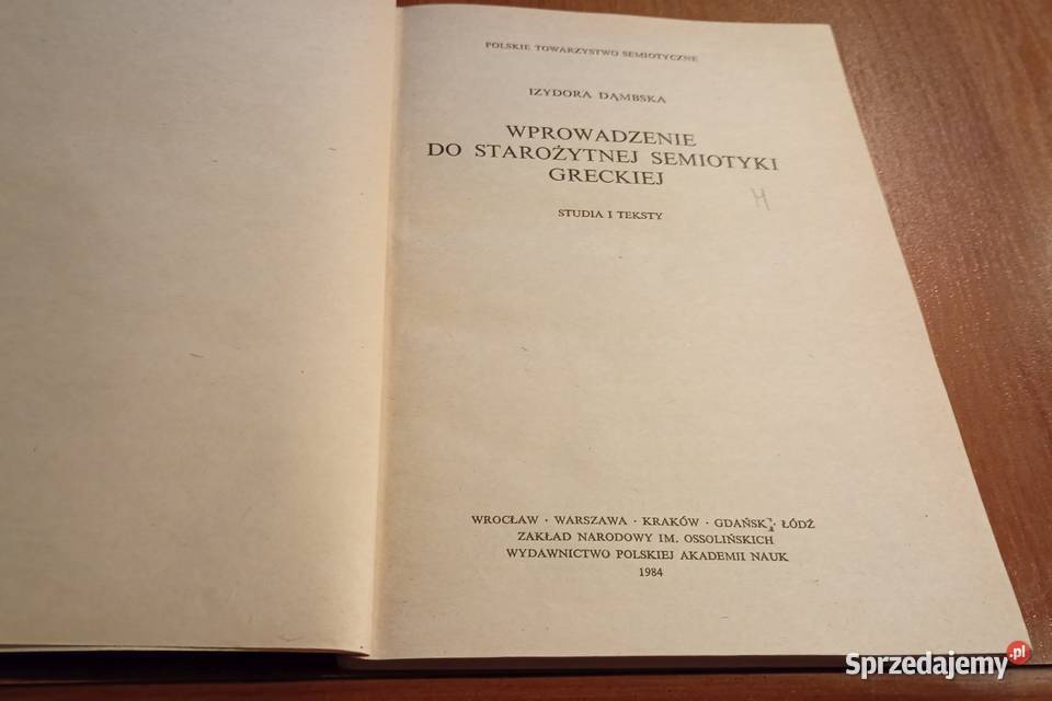 Wprowadzenie do starożytnej semiotyki greckiej sprzedam