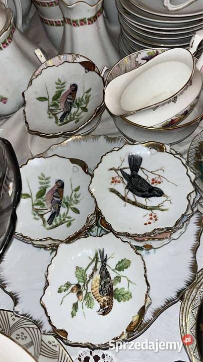 Talerzyk z dziurką Listek irysy kwiatki ptaszki Porcelana i szkło