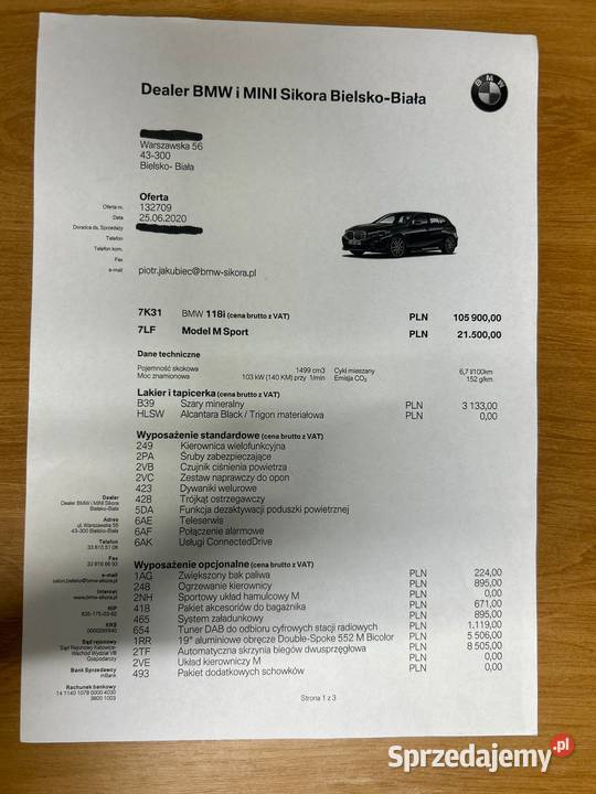 Sprzedam BMW Seria 1 118i Sport Line M pakiet 140KM