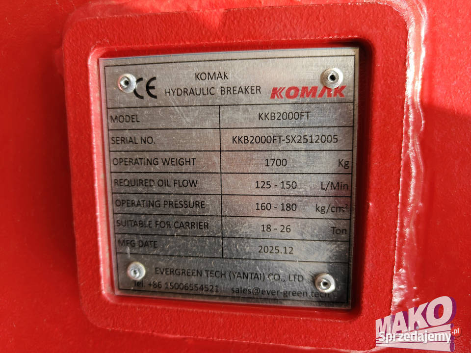 Nowy nieużywany Młot hydrauliczny Komak Ostrowiec Świętokrzyski