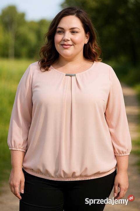 KLASYCZNA BLUZKA SZYFONOWA ROZMIAR PLUS SIZE różowy łódzkie Wieluń sprzedam