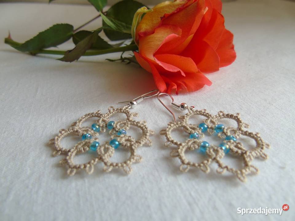 Kolczyki frywolitkowe Wiśniowa