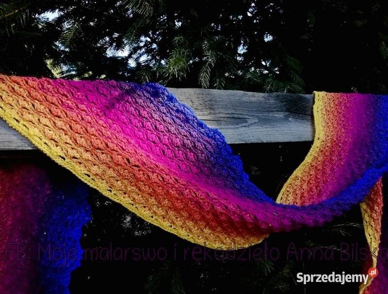 Szal wielokolorowy rekodzieloNOWY