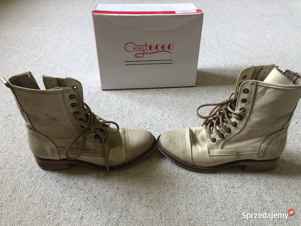 Botki sznurowane damskie beżowe rozmiar 37 Łódź