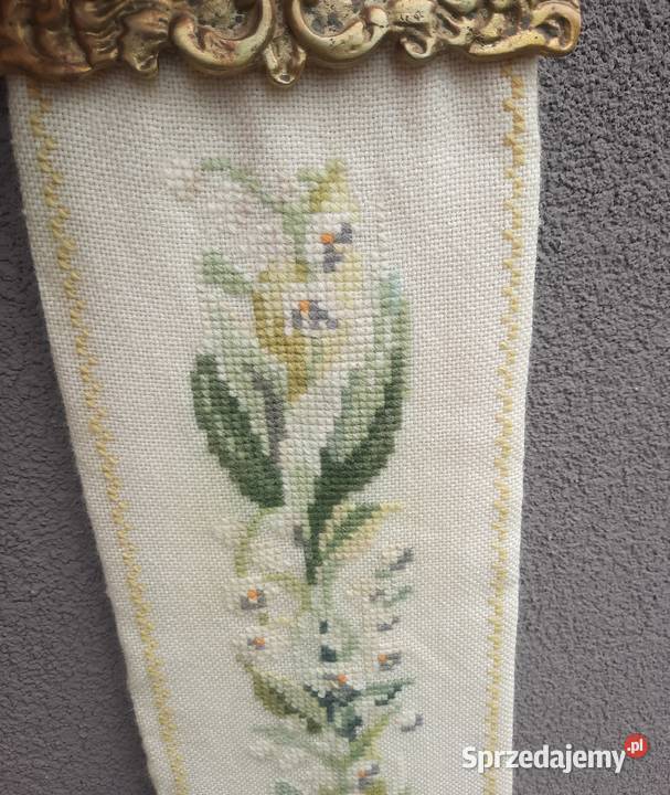 Stary sznur szal bieżnik zawieszka haft mosiądz Tczew