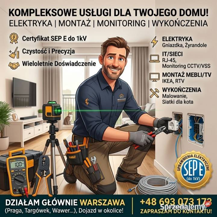 Złota Rączka | Warszawa - Praga Południe: Elektryka, Montaż Mebli, TV, Siec
