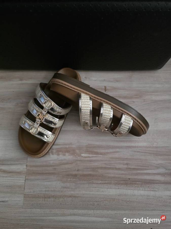 Ztote Plecione Klapki w Stylu Gladiatorek 38 Głogów