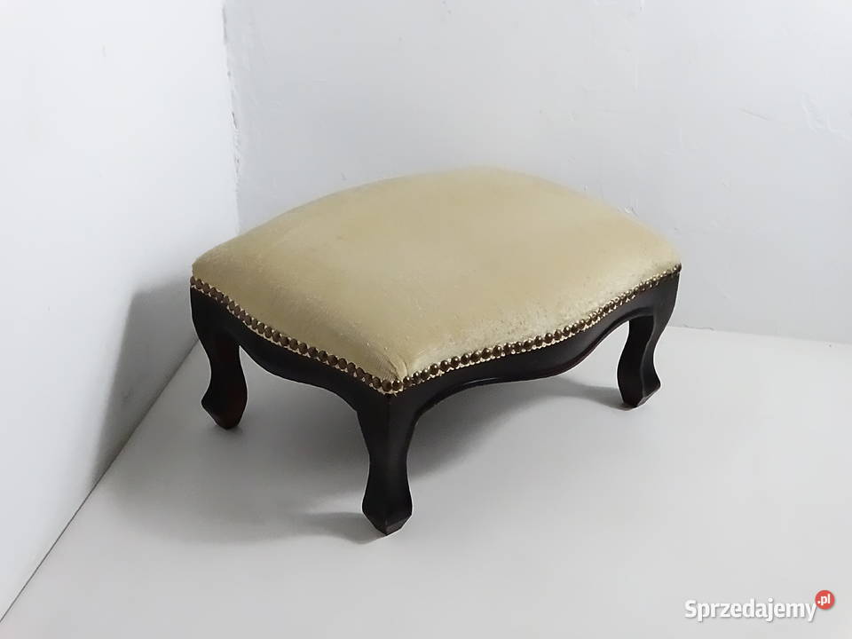 Stylowy podnóżek puf Ludwikowski vintage Welur