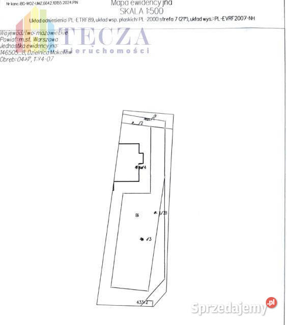 Działka 541m2 Warszawa Kmicica