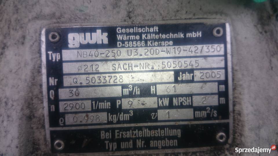 pompa do wody cieczy 11kW 2007r siemens raty Probostwo Górne