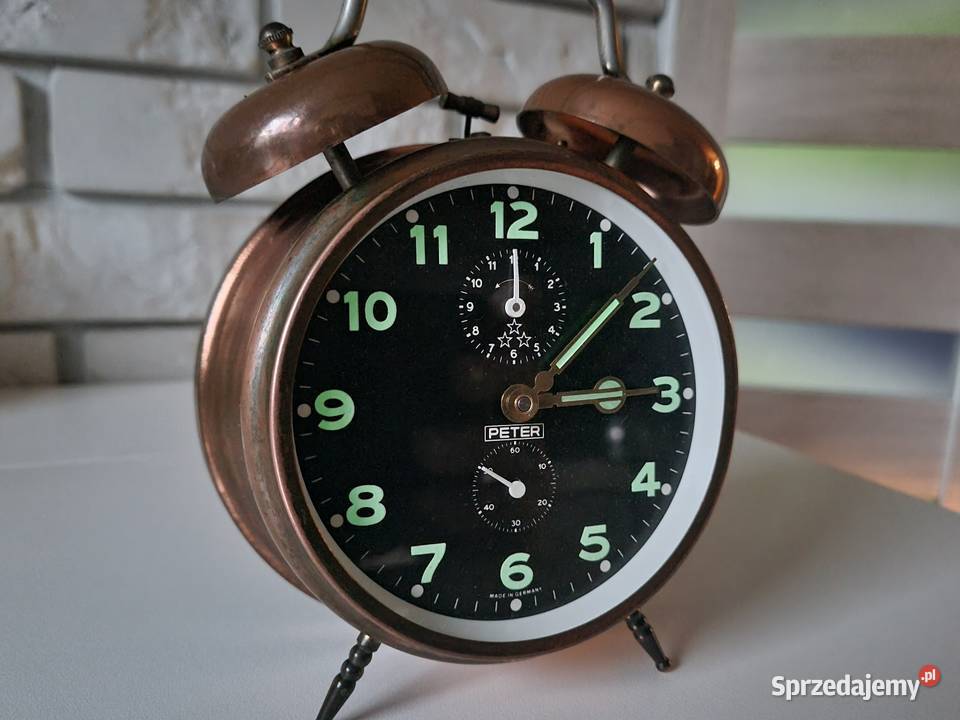 Budzik Stary PETER miedziany mechaniczny Solnica