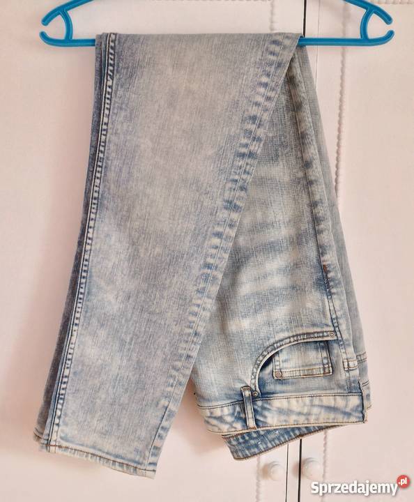 Nowe spodnie jeansy dżinsy HM 33 42 XL acid wash niebieski Szczecin
