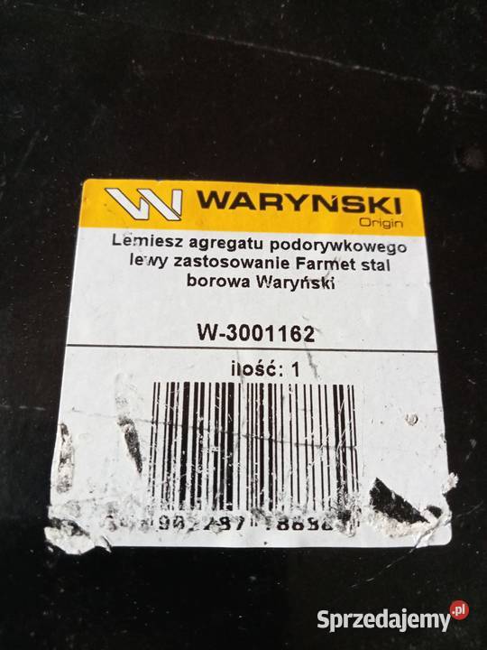 Prawy lemiesz agregatu podorywkowego W 3001161 Głogów