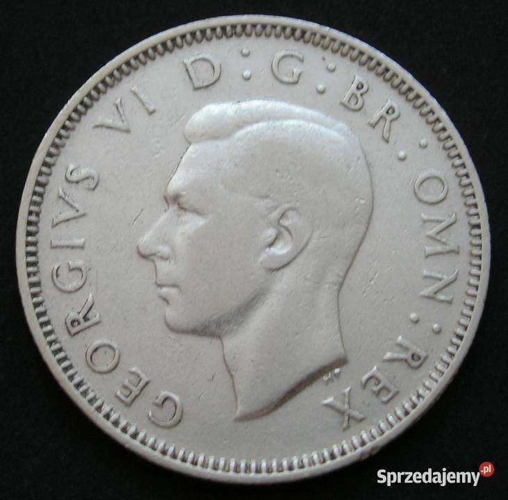 Wielka Brytania 1 shilling 1944 Jerzy VI srebro Łódź
