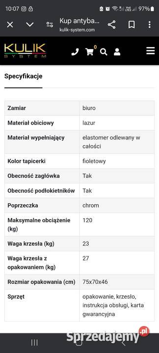 fotel biurowy Kulik małopolskie Kraków