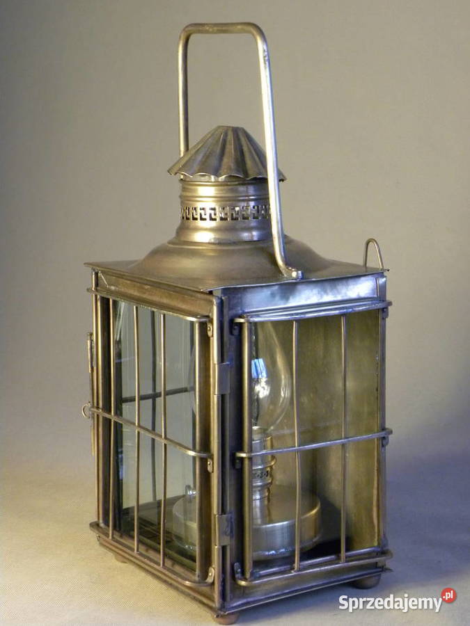 Stara duża mosiężna lampa latarnia naftowa Antyki Legnica