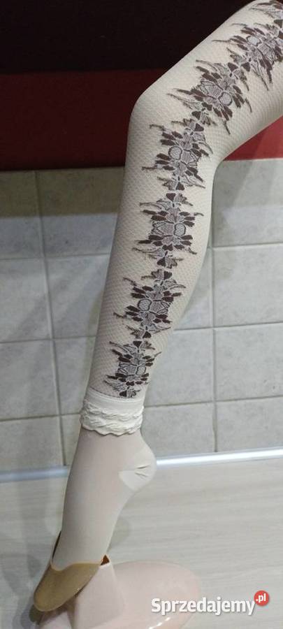 Leginsy w kolorze beżowo ecri we wzory Valery Lublin