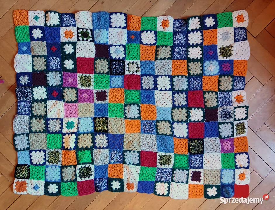 Wełniany koc pled narzuta patchwork handmade Gdańsk sprzedam